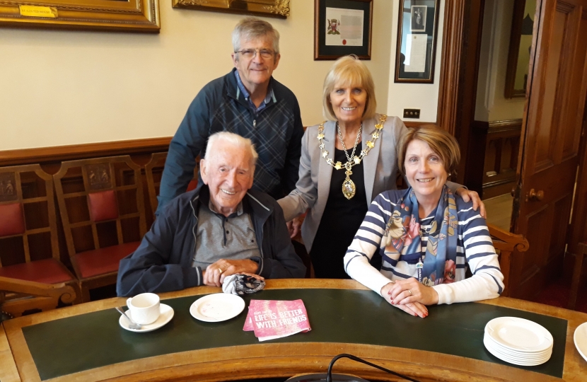 Councillor Isabelle MacKenzie and Provost with Elderly guests in the Town House